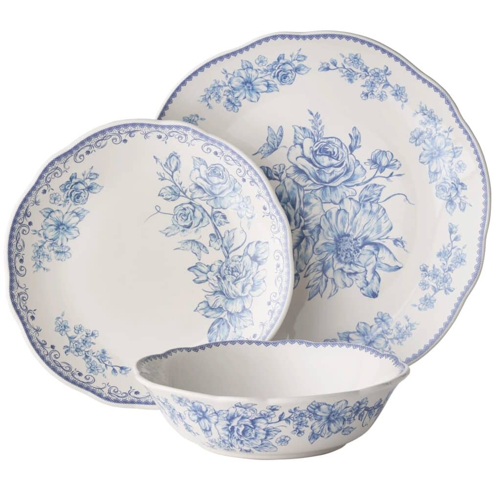 The Pioneer Woman Agatha 12 piece dishes in blue.